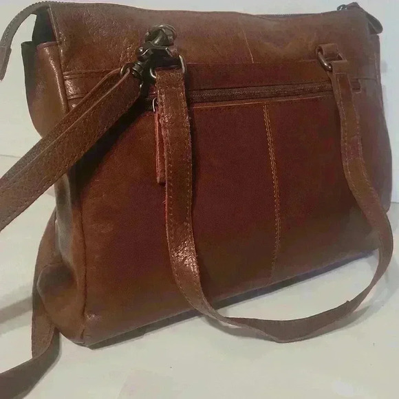 NWOT SPIKES & SPARROW Cognac brown leather textured medium shoulder bag purse - Picture 4 of 13